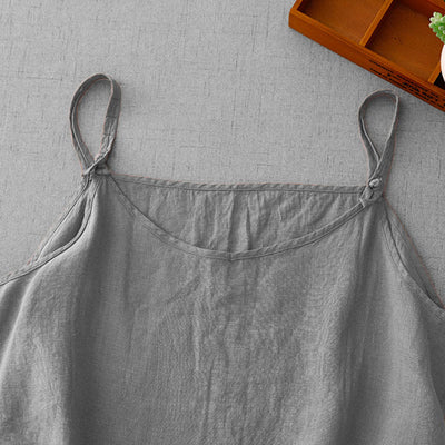 Buddha Stones Summer Plain Adjustable Strap Design Women's Cotton Linen Vest Waistcoat - image 15