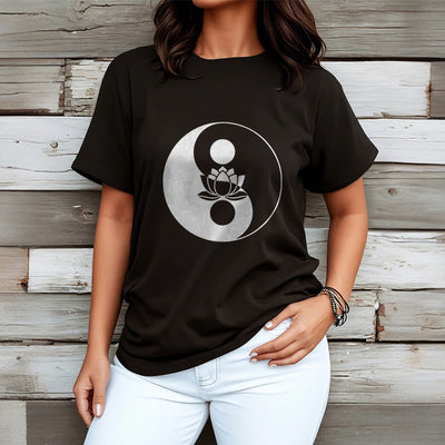 Foviel Yin Yang Lotus Blume Tee T-Shirt