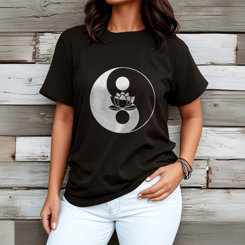 Foviel Yin Yang Lotus Blume Tee T-Shirt