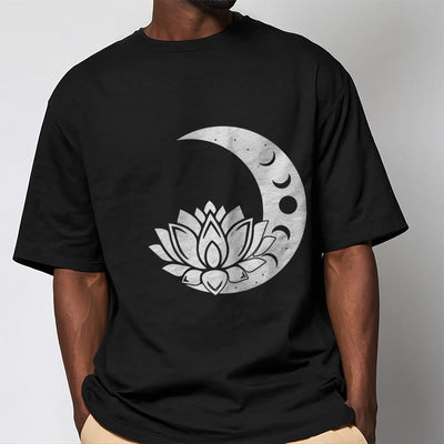 Foviel Crescent Moon Lotus Flower Sun Tee T-shirt
