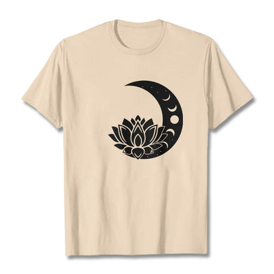 Foviel Crescent Moon Lotus Flower Sun Tee T-shirt