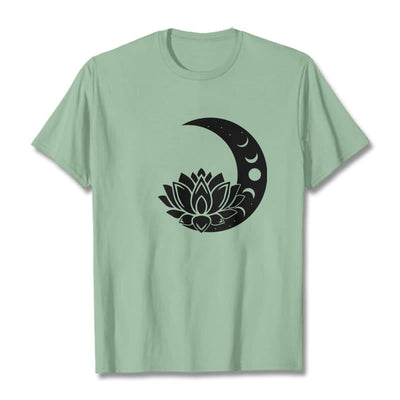 Foviel Crescent Moon Lotus Flower Sun Tee T-shirt