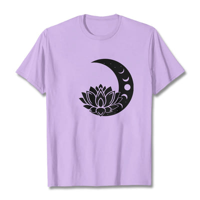 Foviel Crescent Moon Lotus Flower Sun Tee T-shirt