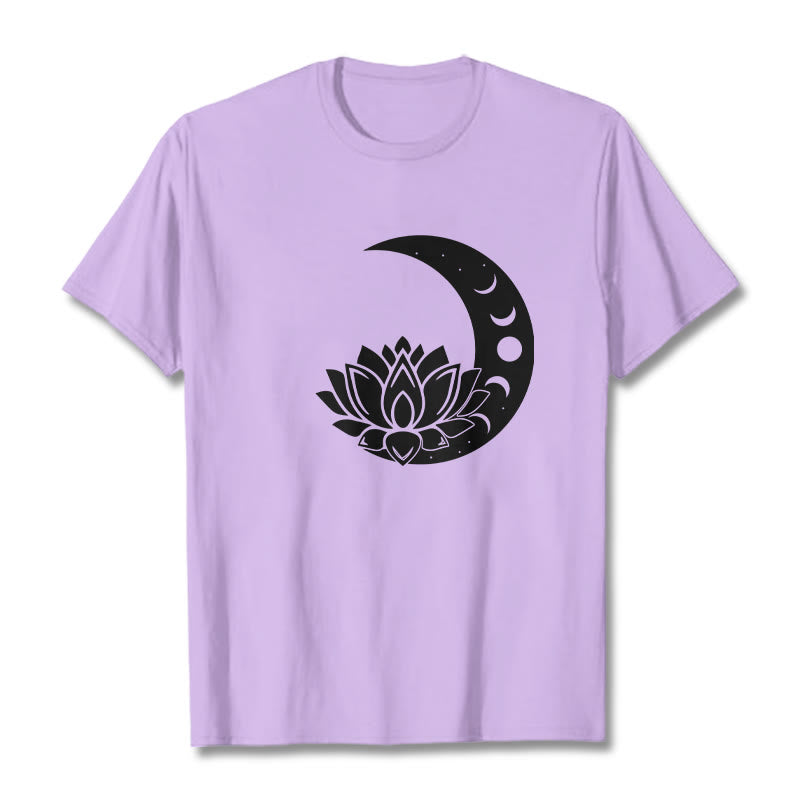 Foviel Crescent Moon Lotus Flower Sun Tee T-shirt