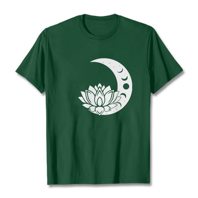 Foviel Crescent Moon Lotus Flower Sun Tee T-shirt