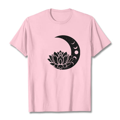 Foviel Crescent Moon Lotus Flower Sun Tee T-shirt