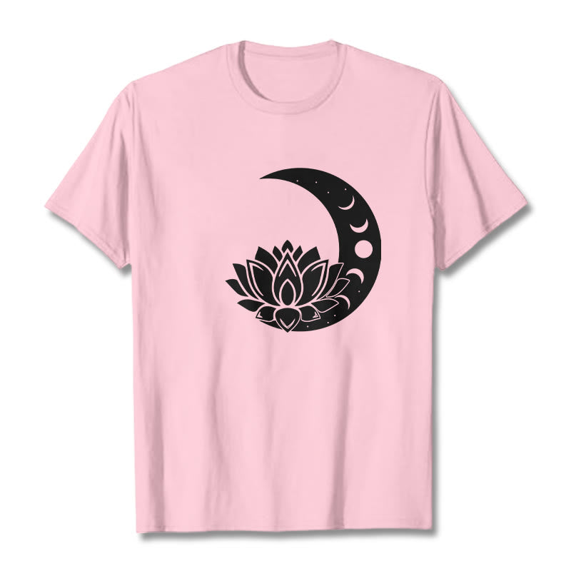Foviel Crescent Moon Lotus Flower Sun Tee T-shirt