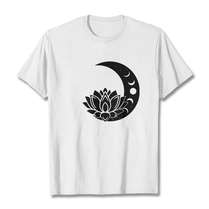 T-shirt Foviel motif croissant de lune fleur de lotus soleil