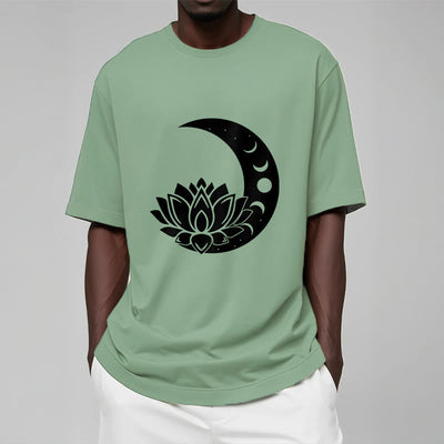 Foviel Crescent Moon Lotus Flower Sun Tee T-shirt