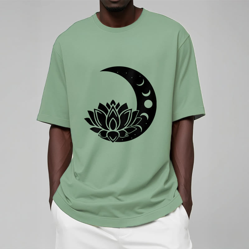 Foviel Crescent Moon Lotus Flower Sun Tee T-shirt