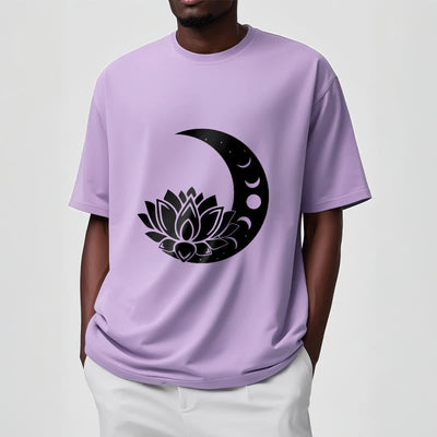 Foviel Crescent Moon Lotus Flower Sun Tee T-shirt