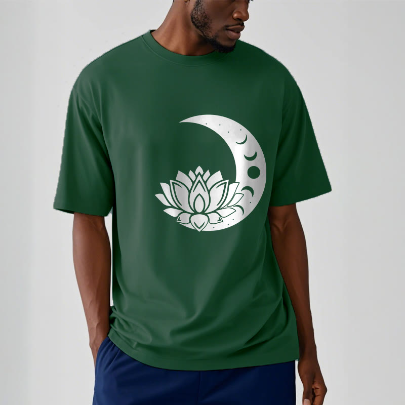Foviel Crescent Moon Lotus Flower Sun Tee T-shirt