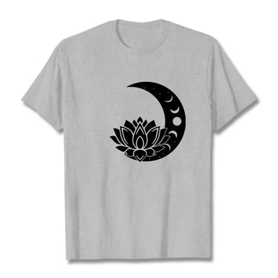 Foviel Crescent Moon Lotus Flower Sun Tee T-shirt