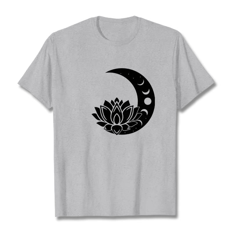 Foviel Crescent Moon Lotus Flower Sun Tee T-shirt