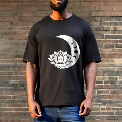 Foviel Crescent Moon Lotus Flower Sun Tee T-shirt