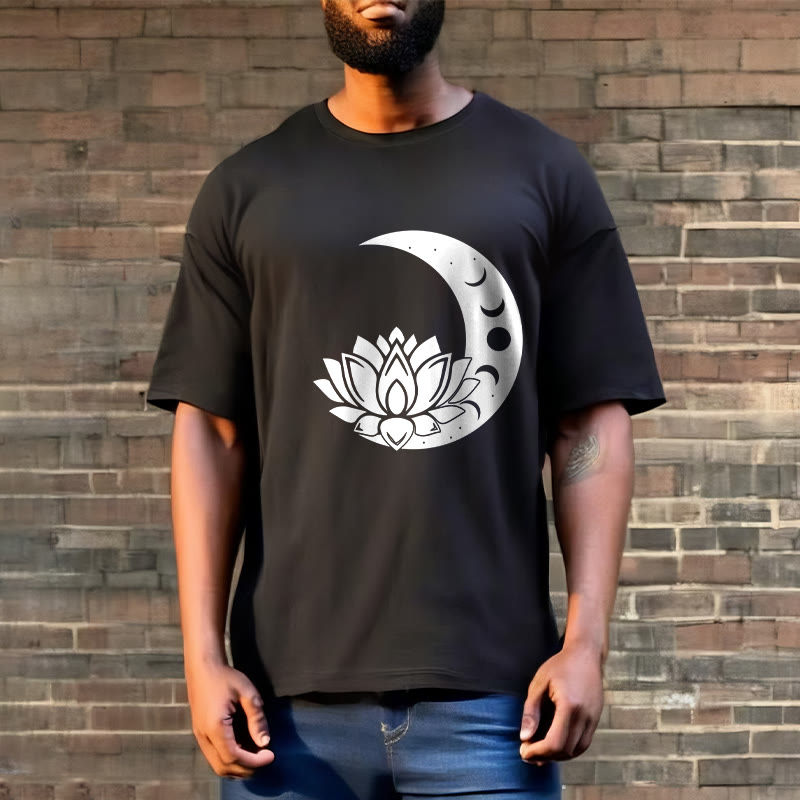 Foviel Crescent Moon Lotus Flower Sun Tee T-shirt