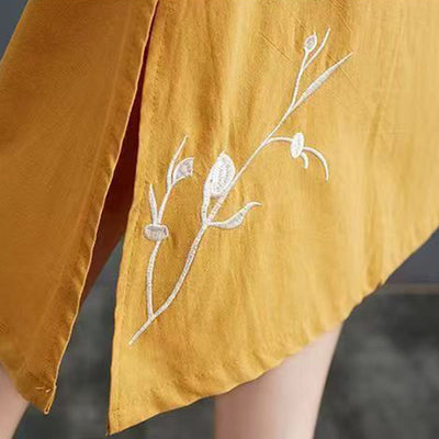 Foviel Summer Printing Phoenix Pattern Short Sleeve Midi Dress