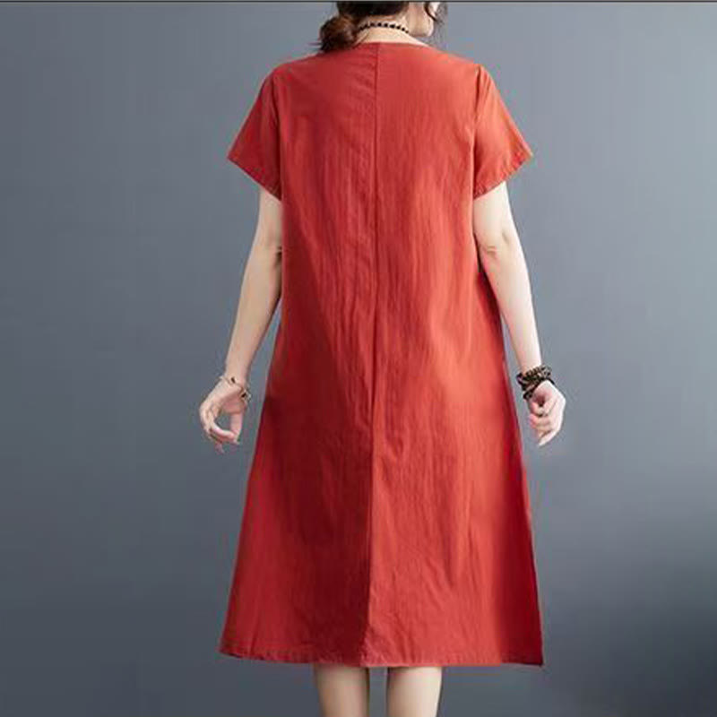 Robe midi à manches courtes et motif phénix Foviel Summer Printing