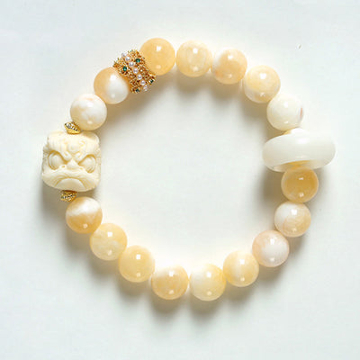 Bracelet Foviel Ambre Gris Agate Ivoire Fruit Confiance