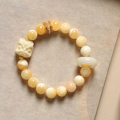 Bracelet Foviel Ambre Gris Agate Ivoire Fruit Confiance