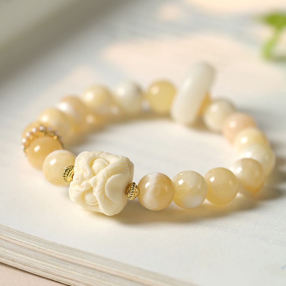 Bracelet Foviel Ambre Gris Agate Ivoire Fruit Confiance