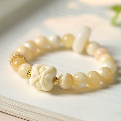 Bracelet Foviel Ambre Gris Agate Ivoire Fruit Confiance