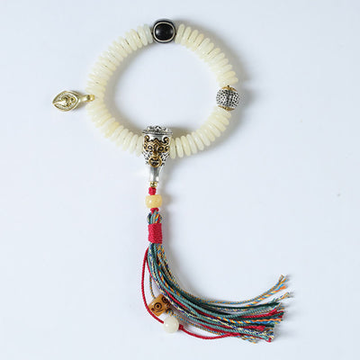 Foviel Natürliche weiße Bodhi-Samen Stein Weisheitsgold Armband