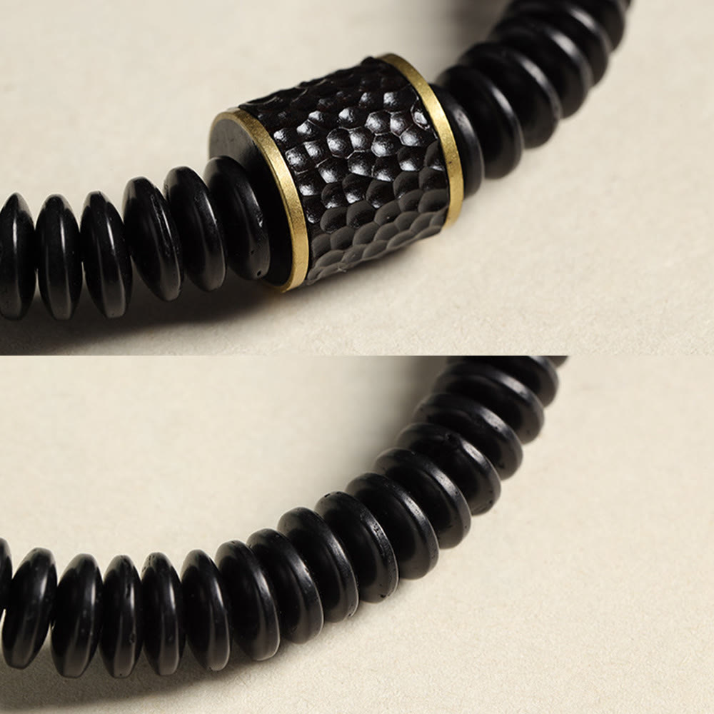 Bracelet porte-bonheur Foviel en coquille de noix de coco tibétaine, motif nuages de bon augure