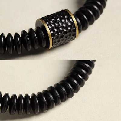 Bracelet porte-bonheur Foviel en coquille de noix de coco tibétaine, motif nuages de bon augure
