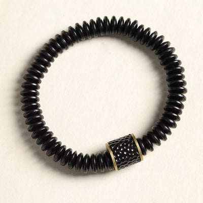 Bracelet porte-bonheur Foviel en coquille de noix de coco tibétaine, motif nuages de bon augure