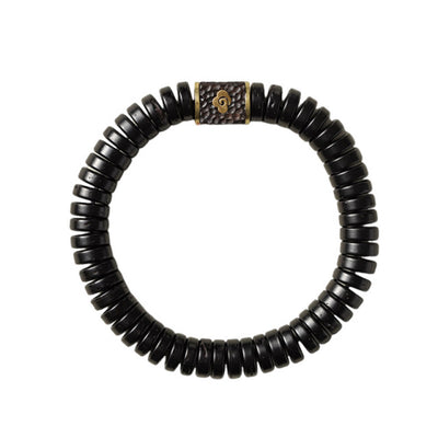 Bracelet porte-bonheur Foviel en coquille de noix de coco tibétaine, motif nuages de bon augure