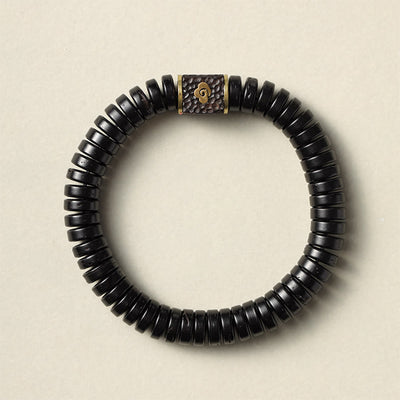 Bracelet porte-bonheur Foviel en coquille de noix de coco tibétaine, motif nuages de bon augure