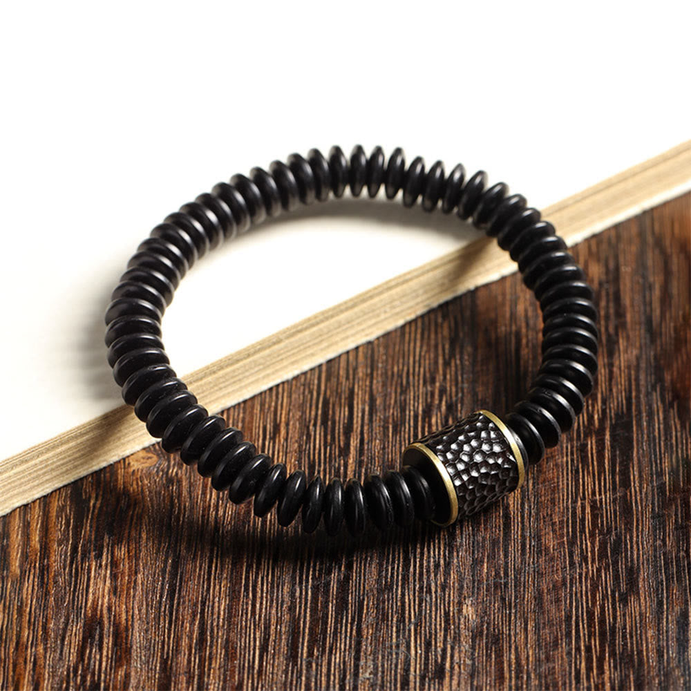 Bracelet porte-bonheur Foviel en coquille de noix de coco tibétaine, motif nuages de bon augure