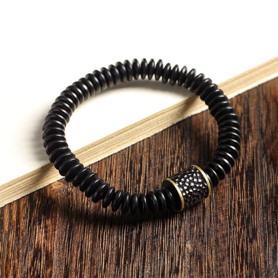 Bracelet porte-bonheur Foviel en coquille de noix de coco tibétaine, motif nuages de bon augure