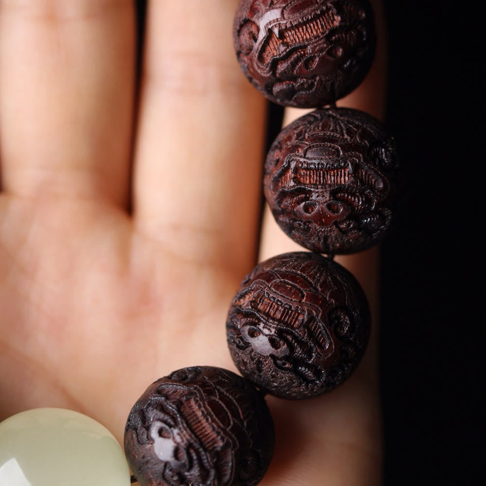 Foviel Tibetisches Rosenholz Gravieren PiXiu Wärme Armband