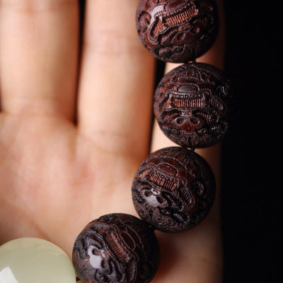 Foviel Tibetisches Rosenholz Gravieren PiXiu Wärme Armband