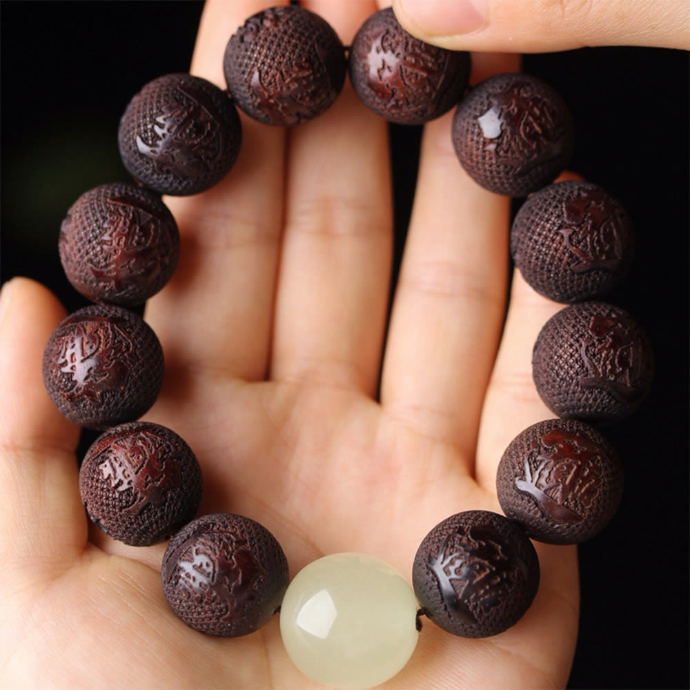 Foviel Tibetisches Rosenholz Gravieren PiXiu Wärme Armband