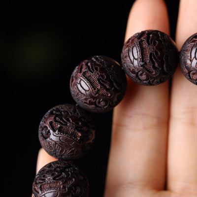 Foviel Tibetisches Rosenholz Gravieren PiXiu Wärme Armband
