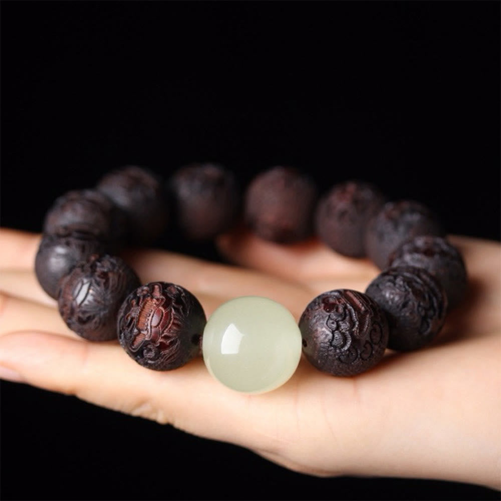 Foviel Tibetan Rosewood Engraving PiXiu Warmth Bracelet