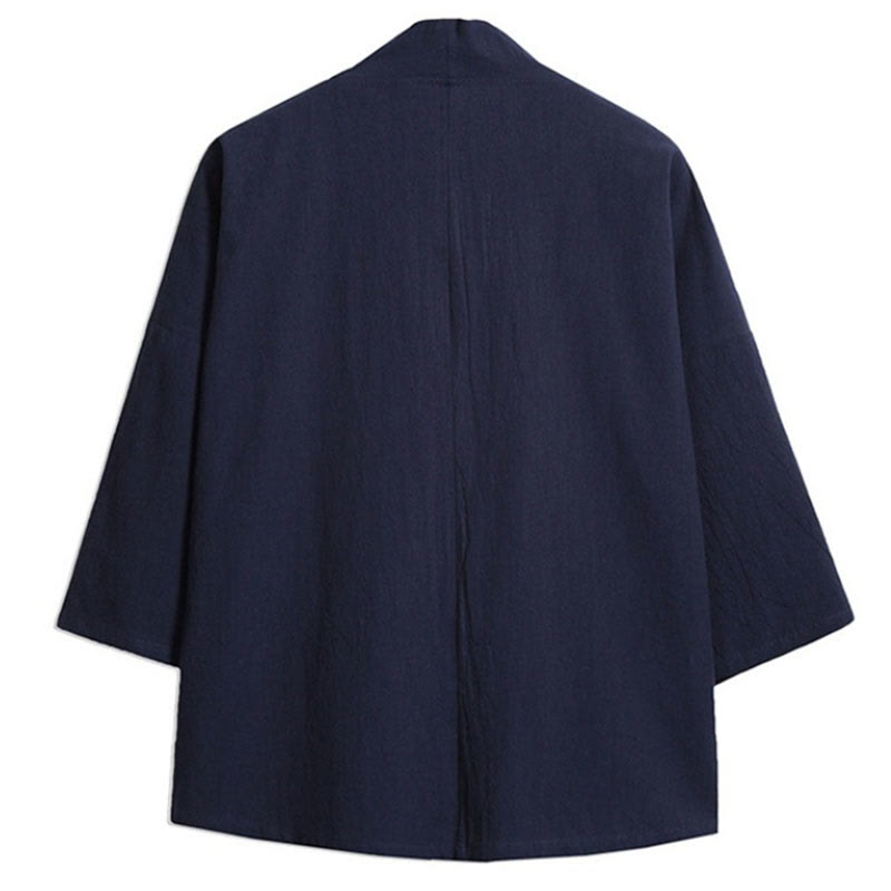 Foviel Stickerei öffnen Front Jacke Herren Dreiviertel Ärmel Kimono