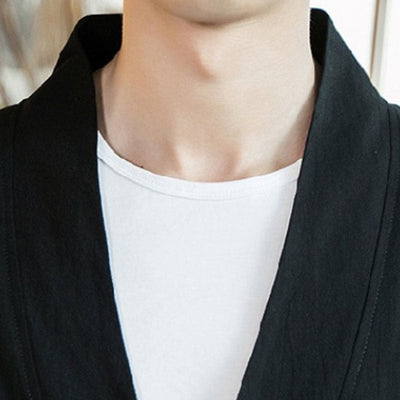 Foviel Stickerei öffnen Front Jacke Herren Dreiviertel Ärmel Kimono