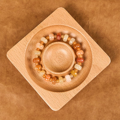 Foviel Golden Silk Jade Pumpkin Beads Wealth Luck Bracelet