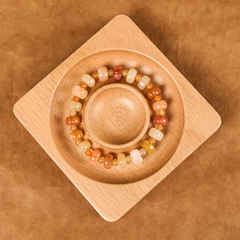 Foviel Golden Silk Jade Pumpkin Beads Wealth Luck Bracelet
