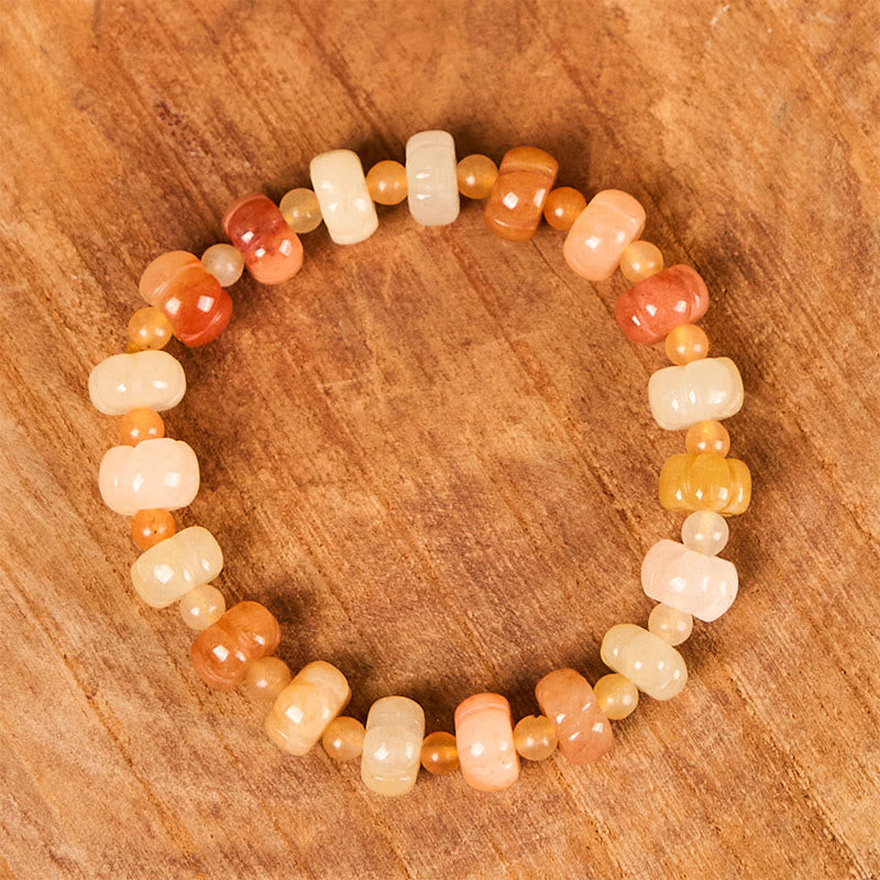 Foviel Golden Silk Jade Pumpkin Beads Wealth Luck Bracelet