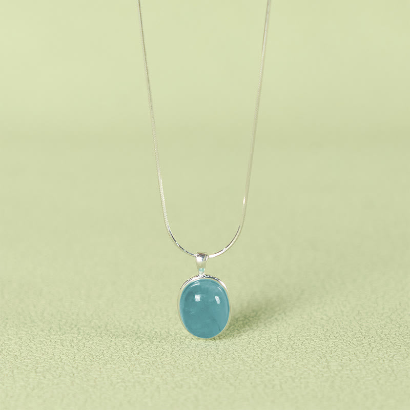 Foviel 925 Sterling Silver Aquamarine Healing Clavicle Chain Necklace Pendant