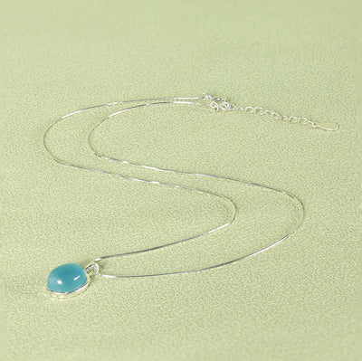 Foviel 925 Sterling Silber Aquamarin spirituell Collierkette Anhänger