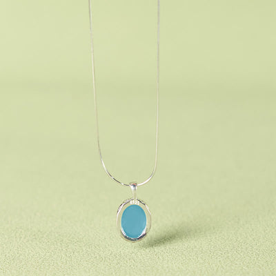 Foviel 925 Sterling Silber Aquamarin spirituell Collierkette Anhänger