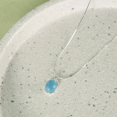 Foviel 925 Sterling Silber Aquamarin spirituell Collierkette Anhänger