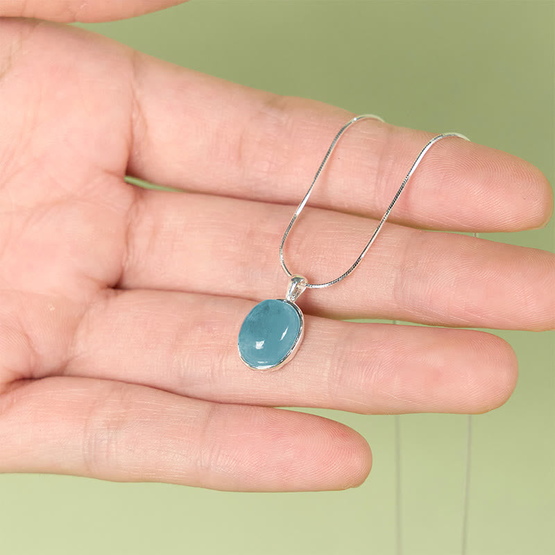 Foviel 925 Sterling Silber Aquamarin spirituell Collierkette Anhänger