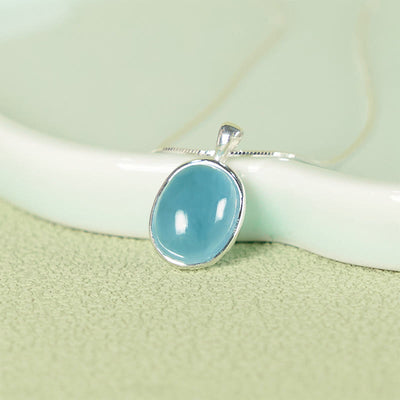 Foviel 925 Sterling Silber Aquamarin spirituell Collierkette Anhänger